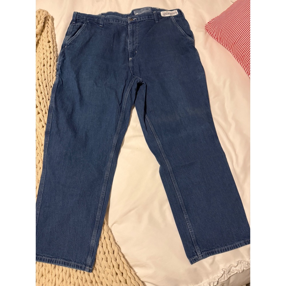 Carhartt Dungaree Fit Carpenter Jeans Mens 42x30 Dark Wash Denim Workwear
